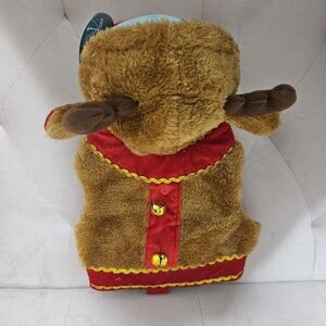 Plush Reindeer Harness and Costume for Dogs - Brown and Red